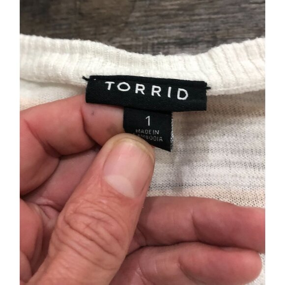 Torrid Multi-Color Strip Light Weight Knit Sweater Women's Plus Sz 1X Breathable - Picture 2 of 6